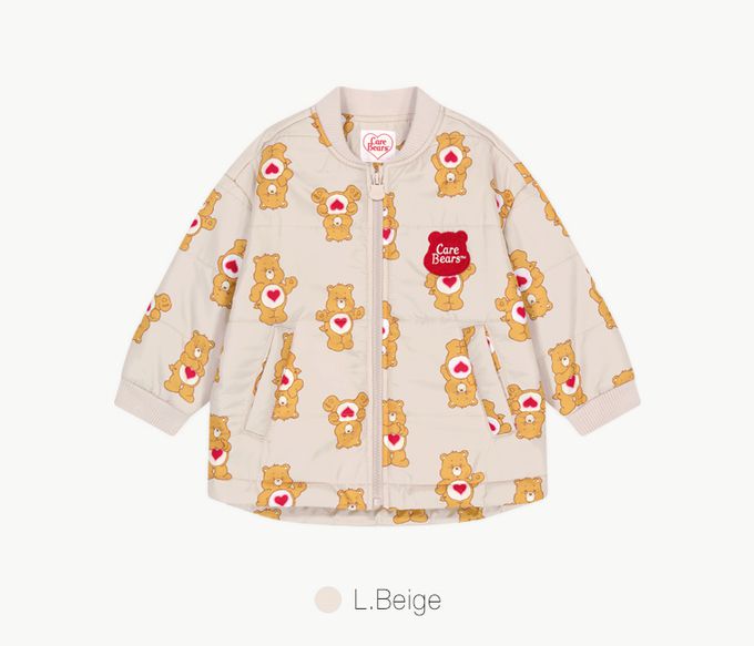 韓國 Care Bears - 聯名款滿版愛心熊熊印棒球外套-淺卡其