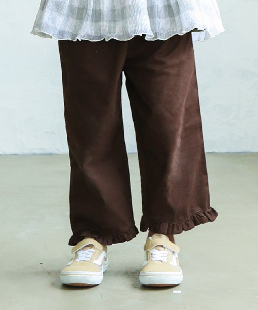 日本 PAIRMANON - 荷葉造型寬褲-深咖啡