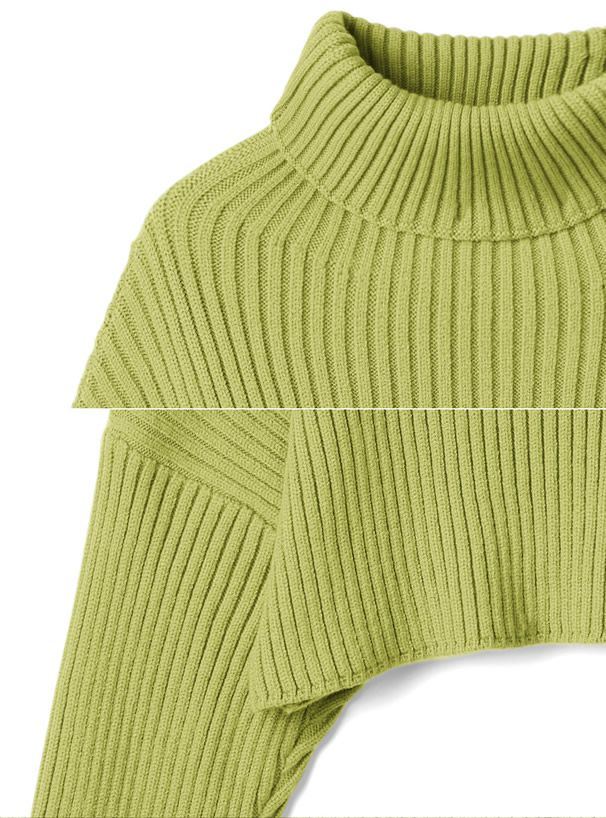 日本 GRL - 落肩高領羅紋針織上衣-暖陽橘 (F)