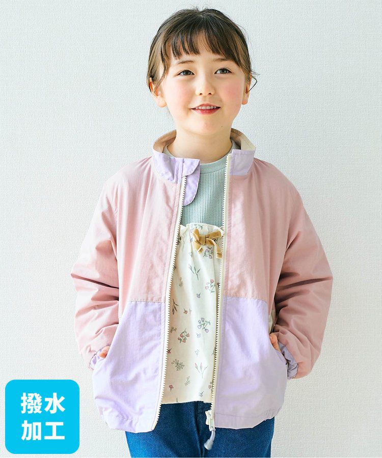 日本 apres les cours - 潑水加工 輕量印花風衣外套-撞色-藍棕系