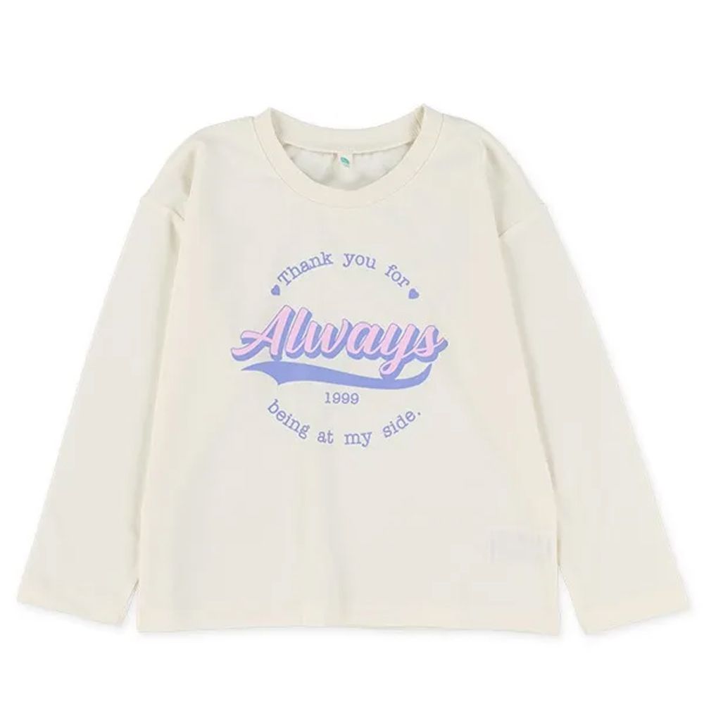 清爽印花薄長袖上衣-Always-白