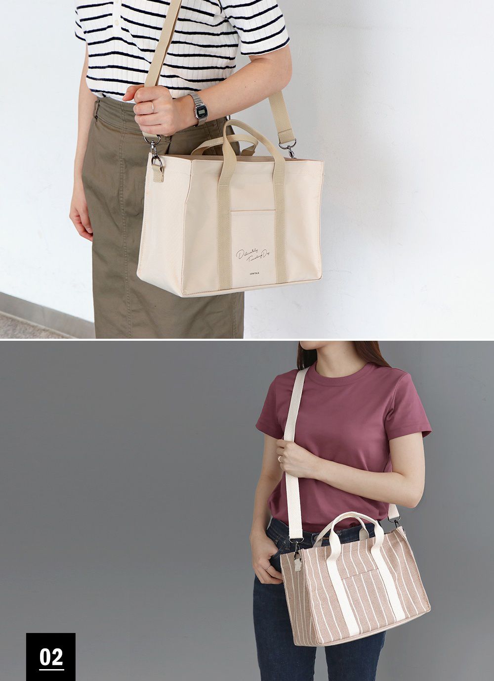 韓國 Conitale - 帆布多隔層媽媽包/推車收納袋-質感灰 (31X22X15cm)