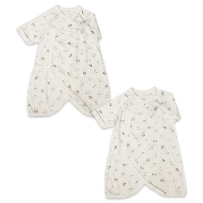 akachan honpo - 新生兒內衣4件組-米白色 (肚衣:50cm蝴蝶裝:50~60cm)