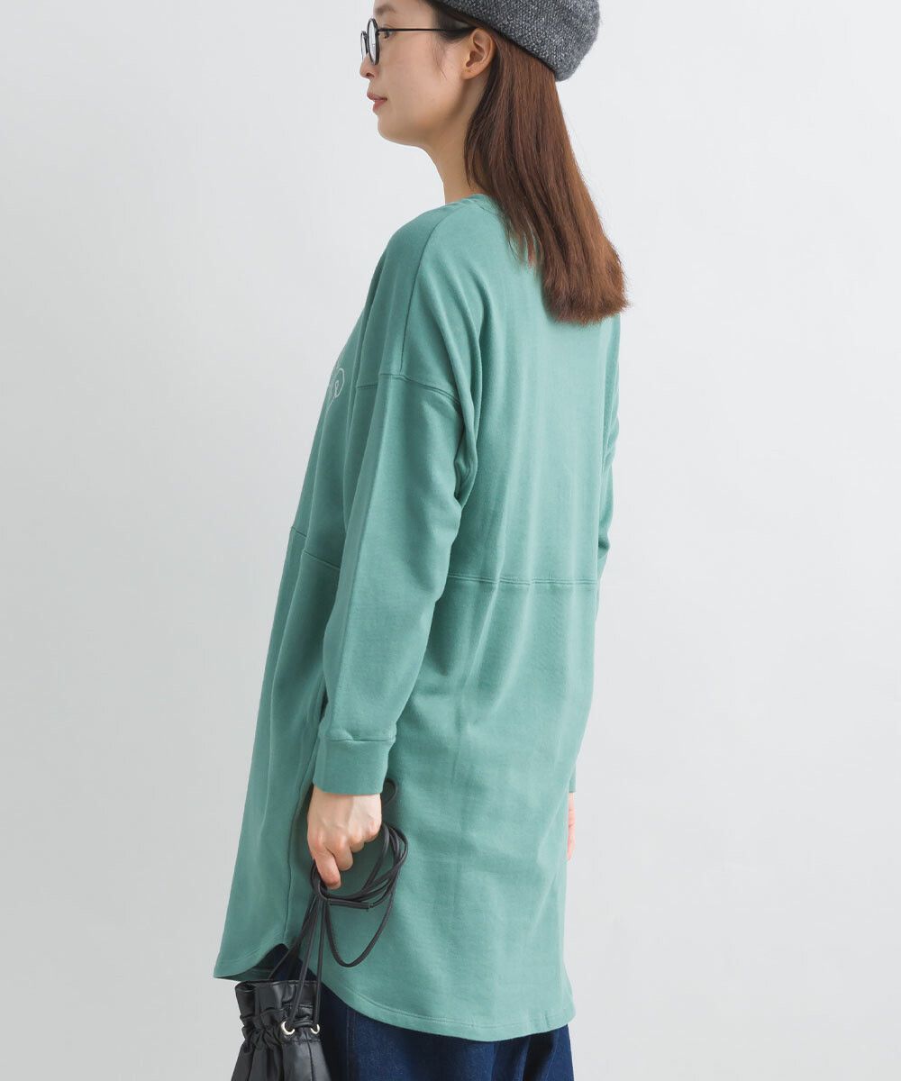 日本女裝代購 - 100%美國棉印花長版長袖上衣-淺灰