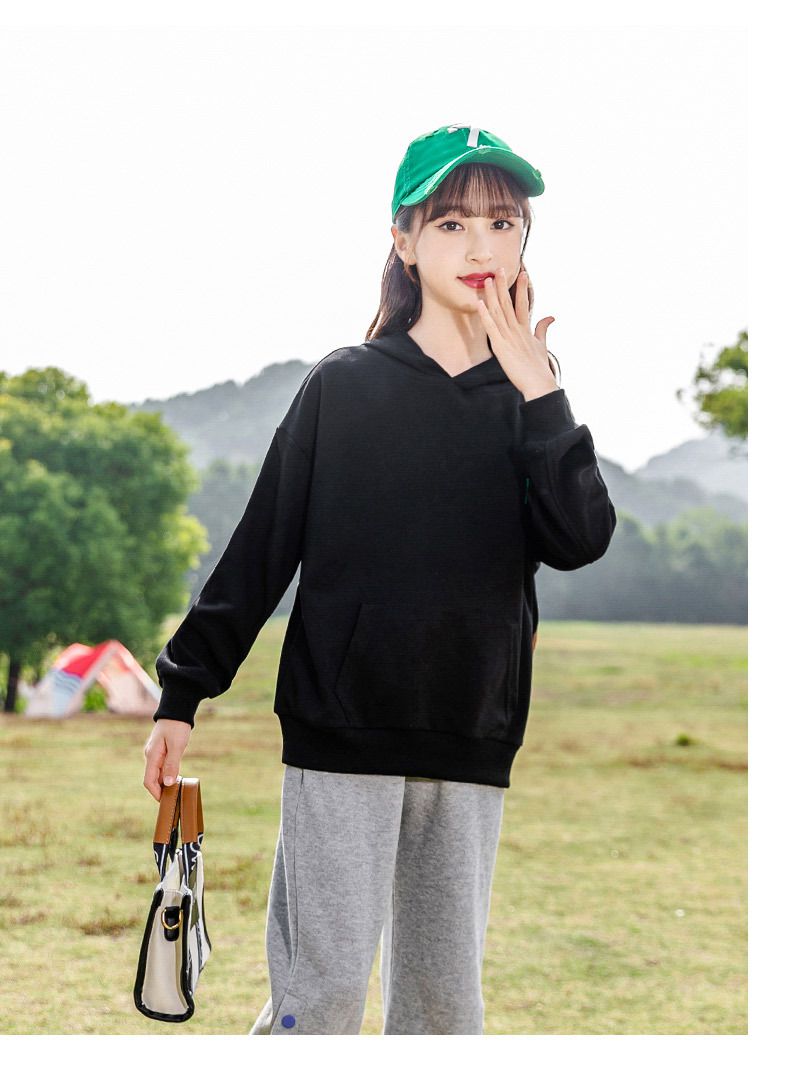 連帽休閒長袖上衣-Best熊熊標籤-黑色