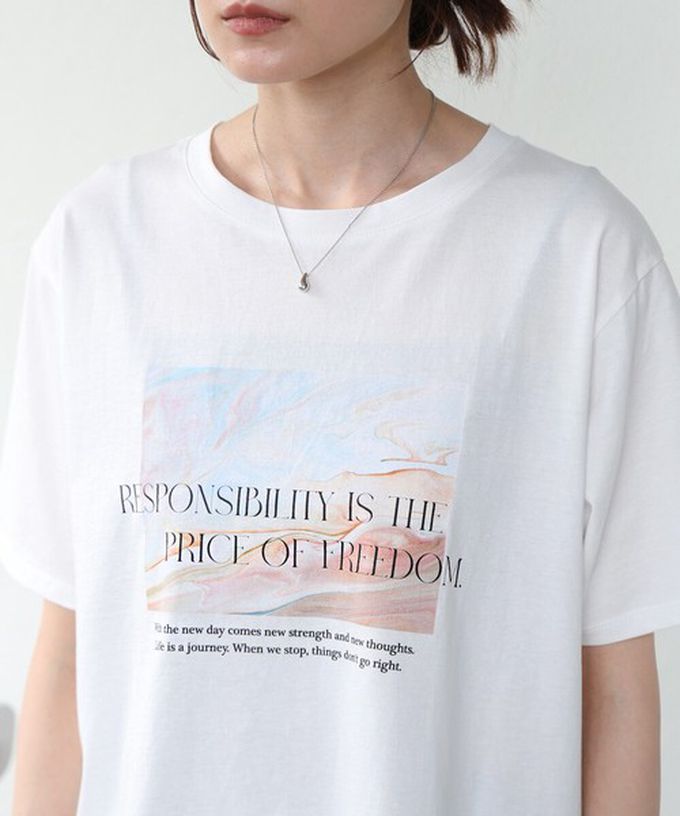 日本 Bab - 100%棉 俐落光影印花短袖T恤-黑 (M)