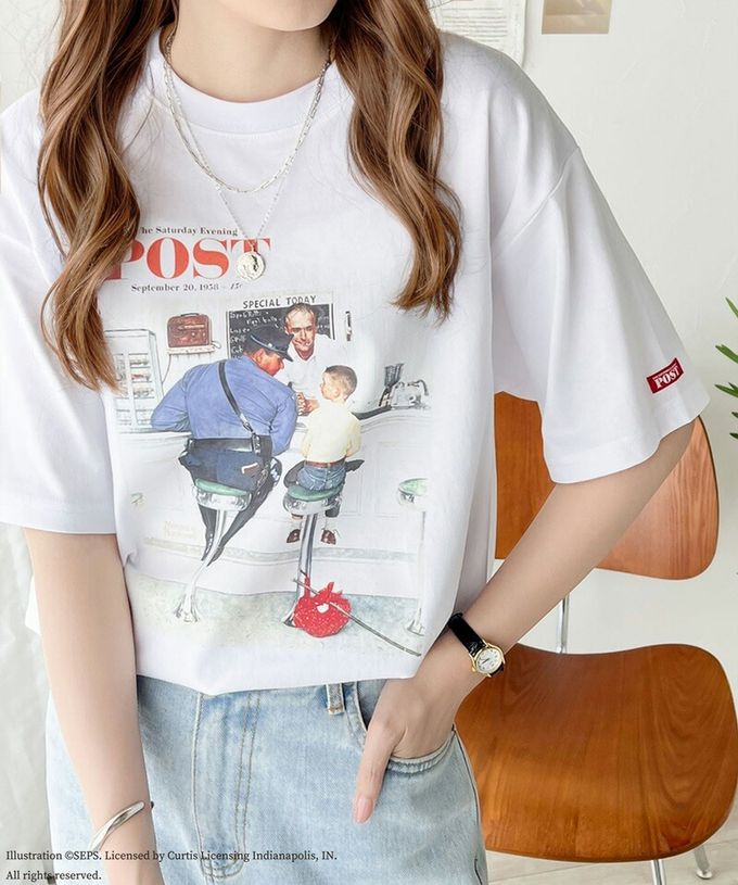 日本 Classical Elf - 設計師聯名 復古印花寬版T恤-離家出走-白