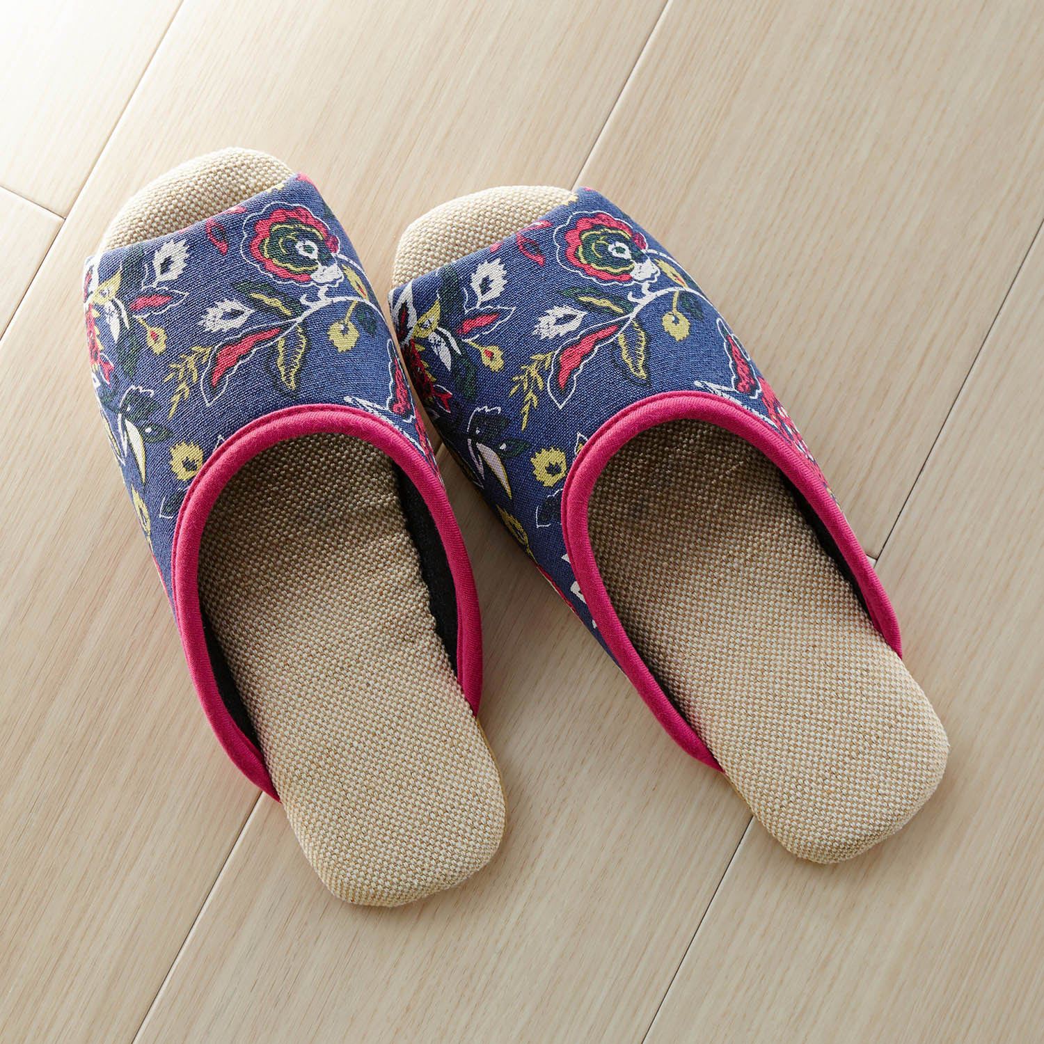 日本千趣會 - 時尚花樣可機洗室內拖鞋-花草-紫紅系 (M(23-25cm))