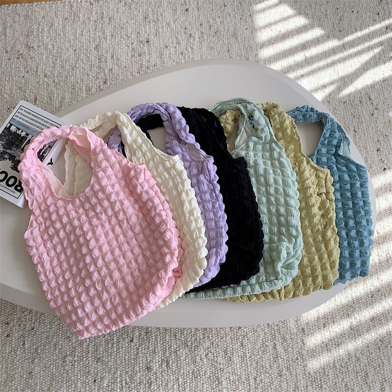 奶油泡泡雲朵手提包/肩背包-無拉鍊款-粉色 ((30+22)x39x8cm)