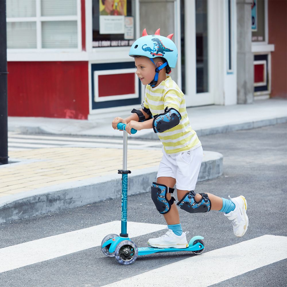 瑞士 Mini Deluxe LED發光輪 兒童滑板車-土耳其藍