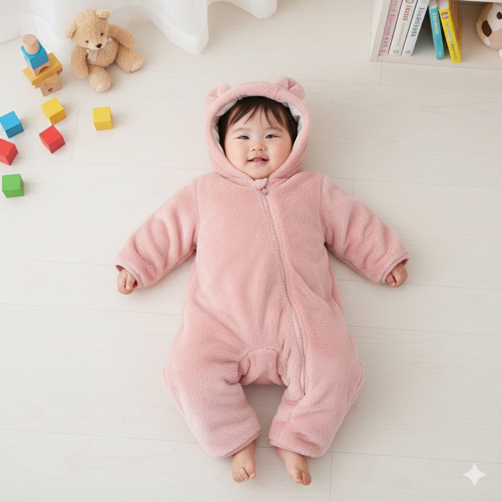 哈倫包屁衣 刷毛-粉紅色