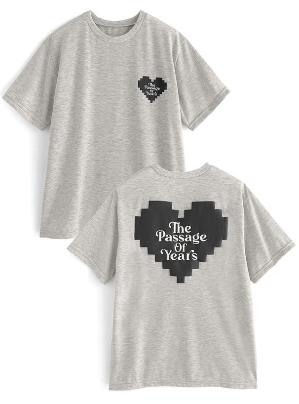 日本 GRL - 幾何愛心圓領短袖上衣-白 (F)