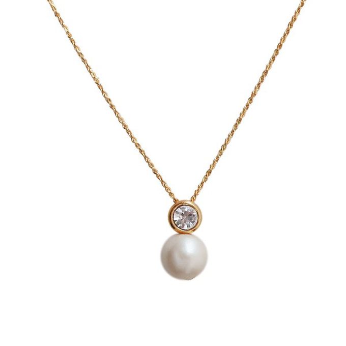 日本 Melody Accessory - 日本製 葫蘆形寶石珍珠疊搭項鍊-金