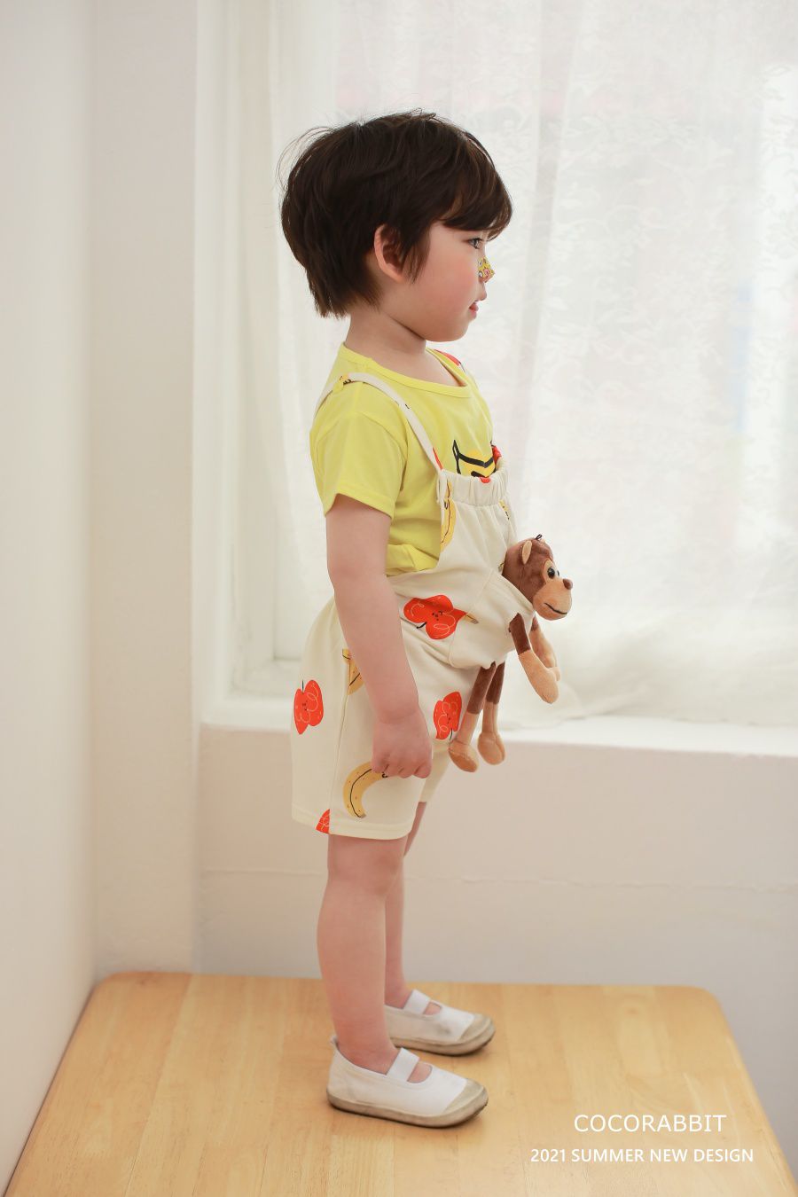 韓國 Coco Rabbit - 猴子娃娃吊帶褲-象牙白