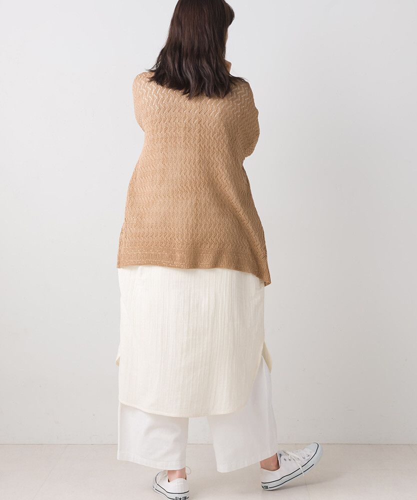 日本女裝代購 - 2WAY幾何鉤針編織薄外套-石墨灰