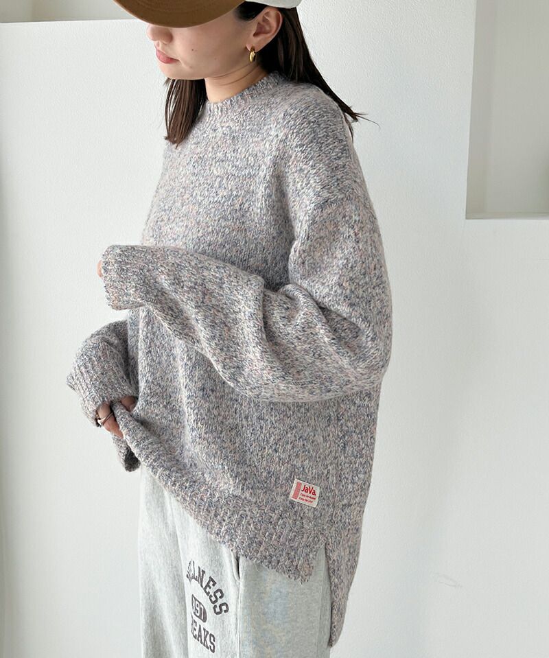 日本 Classical Elf - Java聯名 溫柔感羊毛混紡針織上衣-灰棕