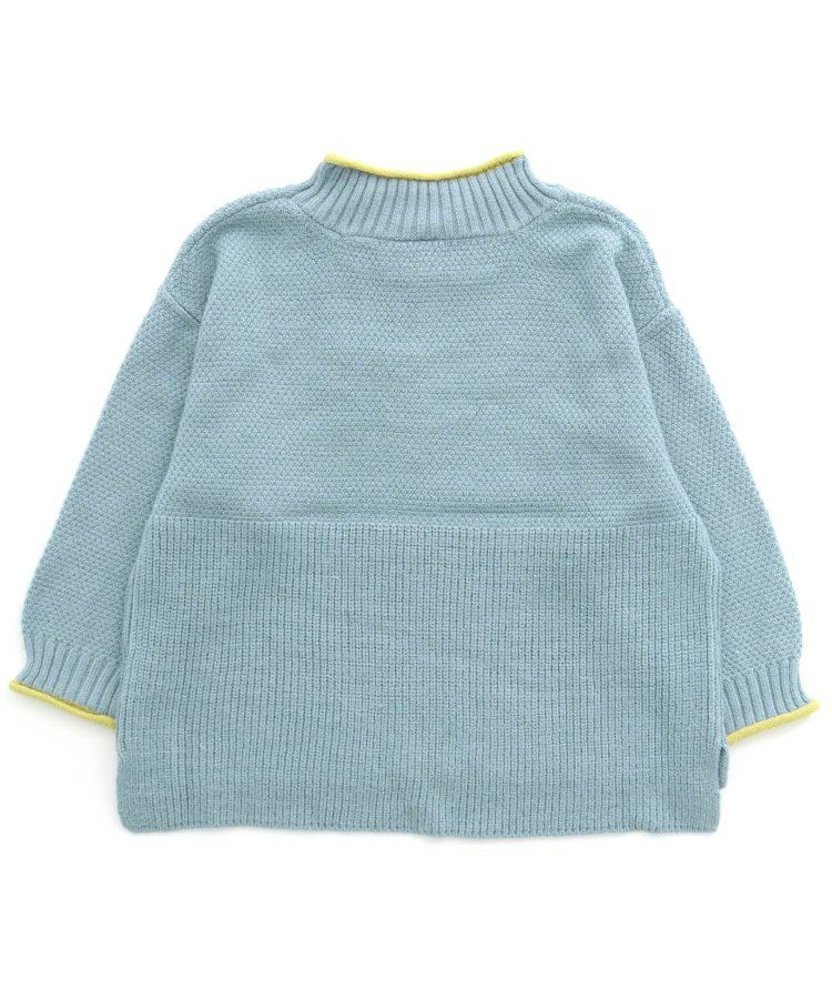 日本 BREEZE - 撞色滾邊落肩針織毛衣-粉x杏