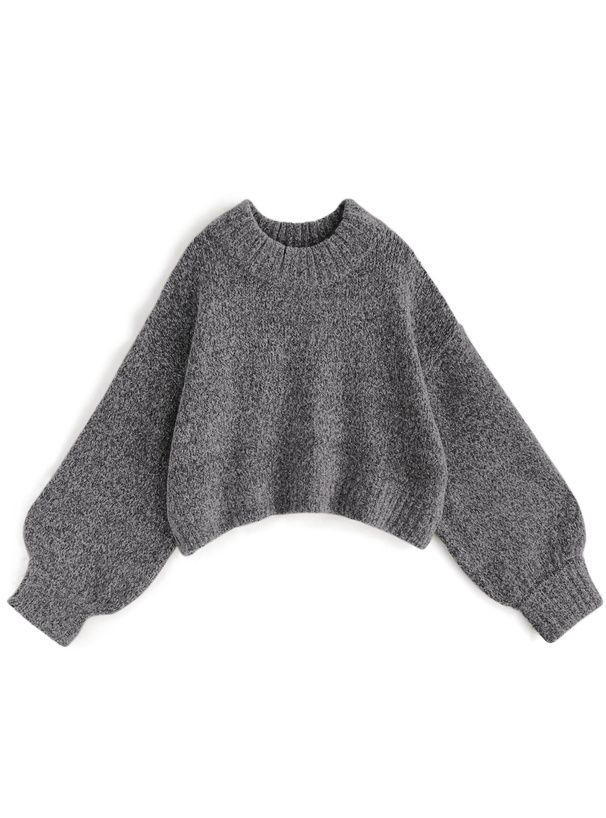 日本 GRL - 羊毛混紡短版落肩毛衣-暖橘 (F)