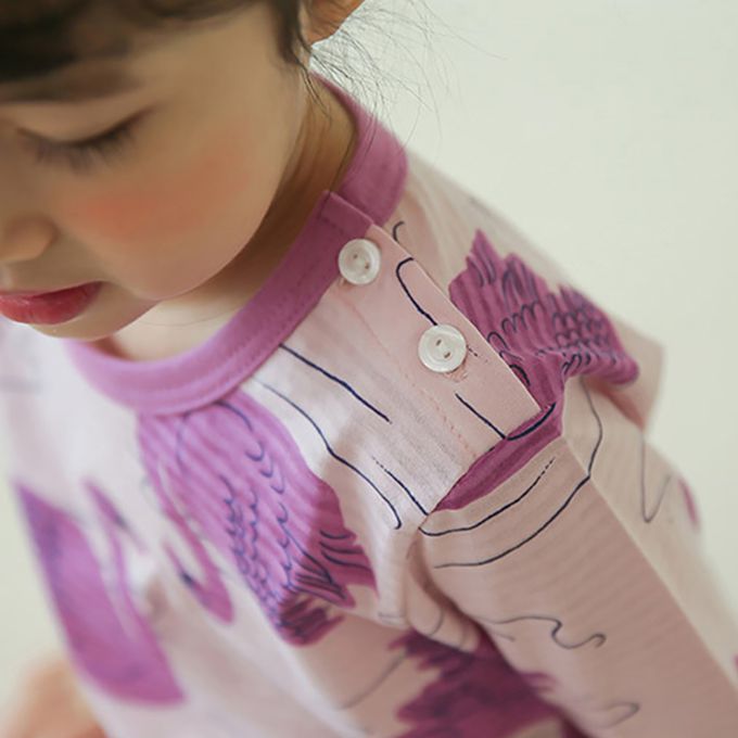 正韓 Puco - 超優質嬰幼兒/兒童七分袖100% 有機純棉家居服/睡衣-優雅天鵝