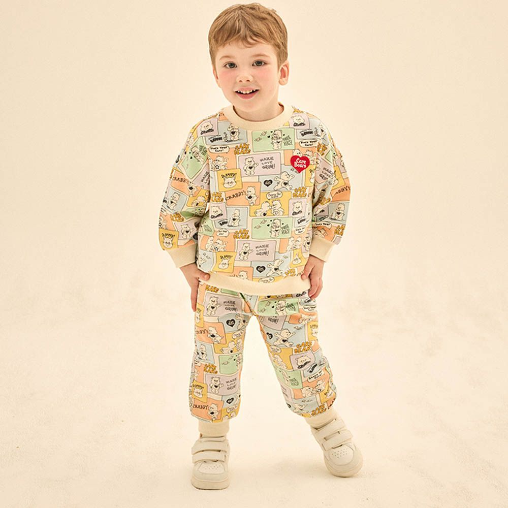 聯名款卡通彩虹熊漫畫圖案長袖套裝