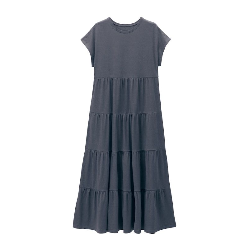 日本千趣會 - 優雅蛋糕層次法式袖洋裝(大人款)-綠卡其