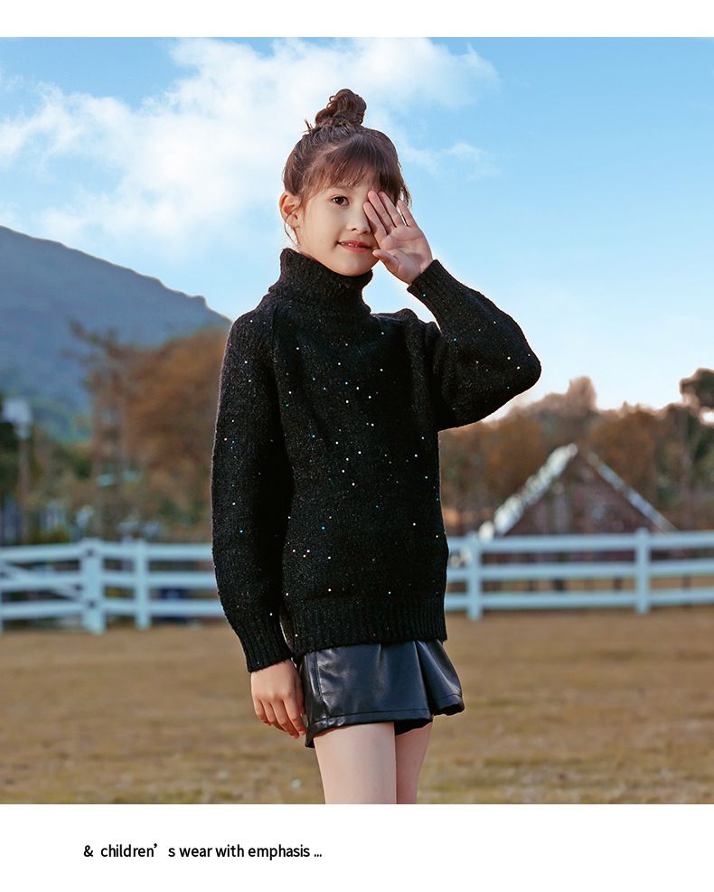 百搭秋冬針織毛衣-高領套頭-紫色