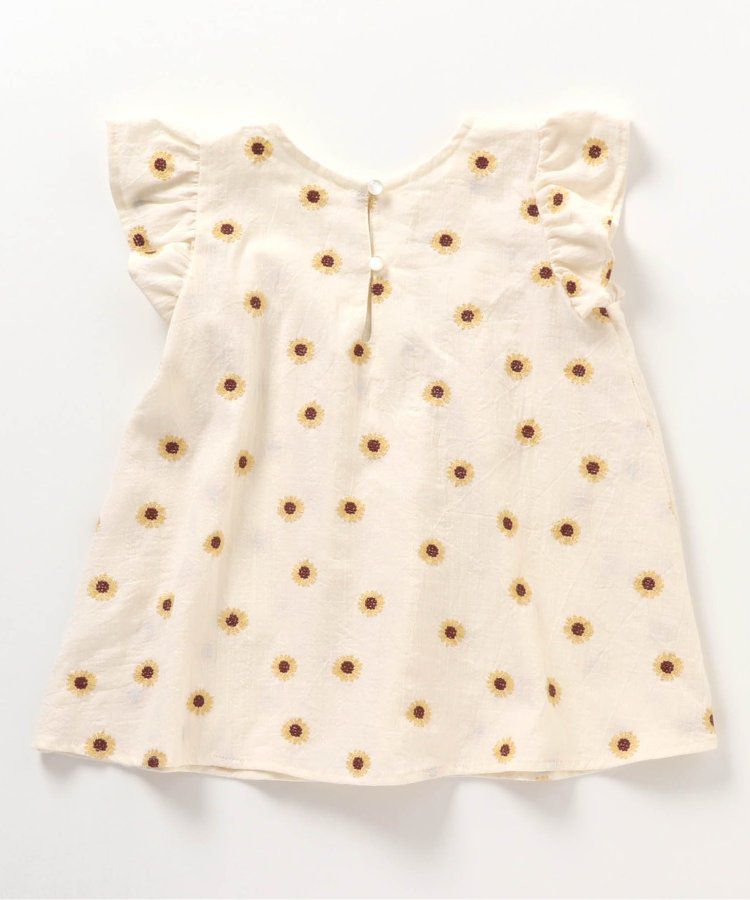 日本 apres les cours - 質感刺繡印花無袖上衣-向日葵-米白