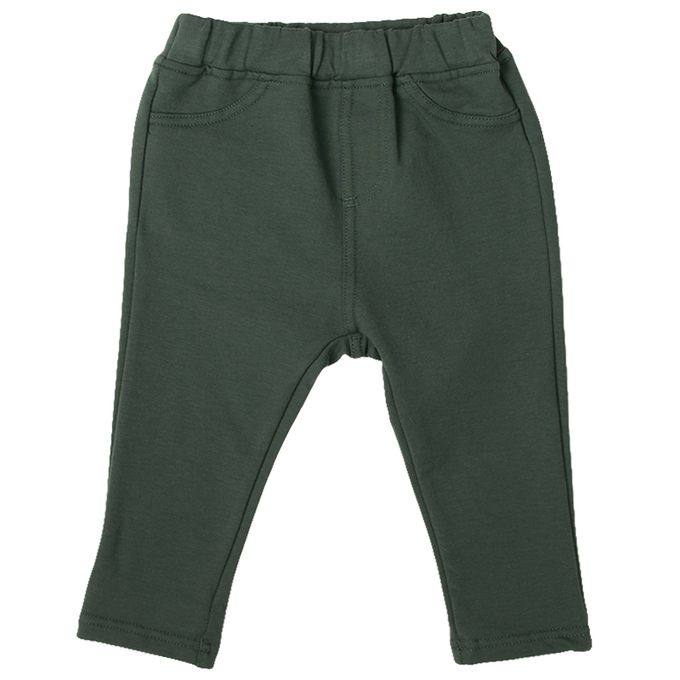 akachan honpo - 10分長經典褲 裏起毛-一般合身款-綠色