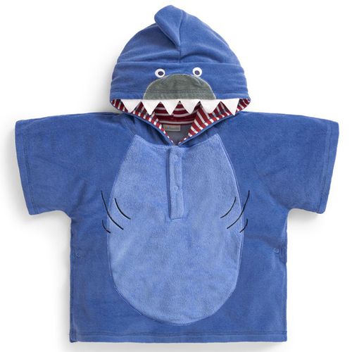 英國 JoJo Maman BeBe - 嬰幼兒/兒童游泳浴巾-藍鯊