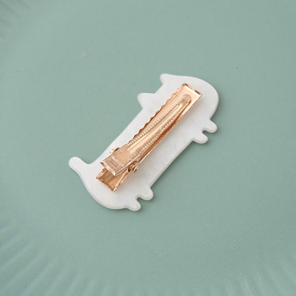 日本 Lycee mine - 大理石紋療癒貓咪髮夾-象牙白 (F)