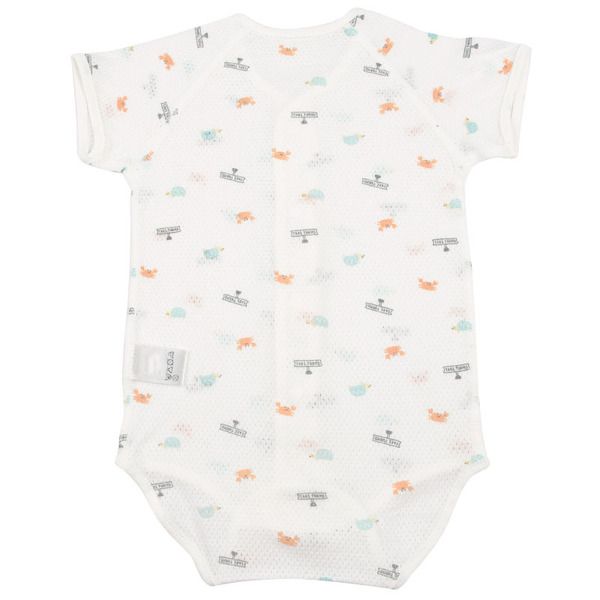 akachan honpo - 短袖前開式包屁衣-橘色 (80cm)