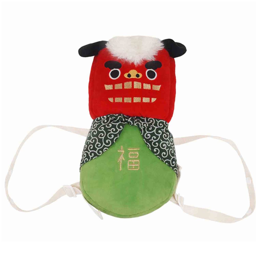akachan honpo - 嬰兒防護枕背包-舞獅-綠色
