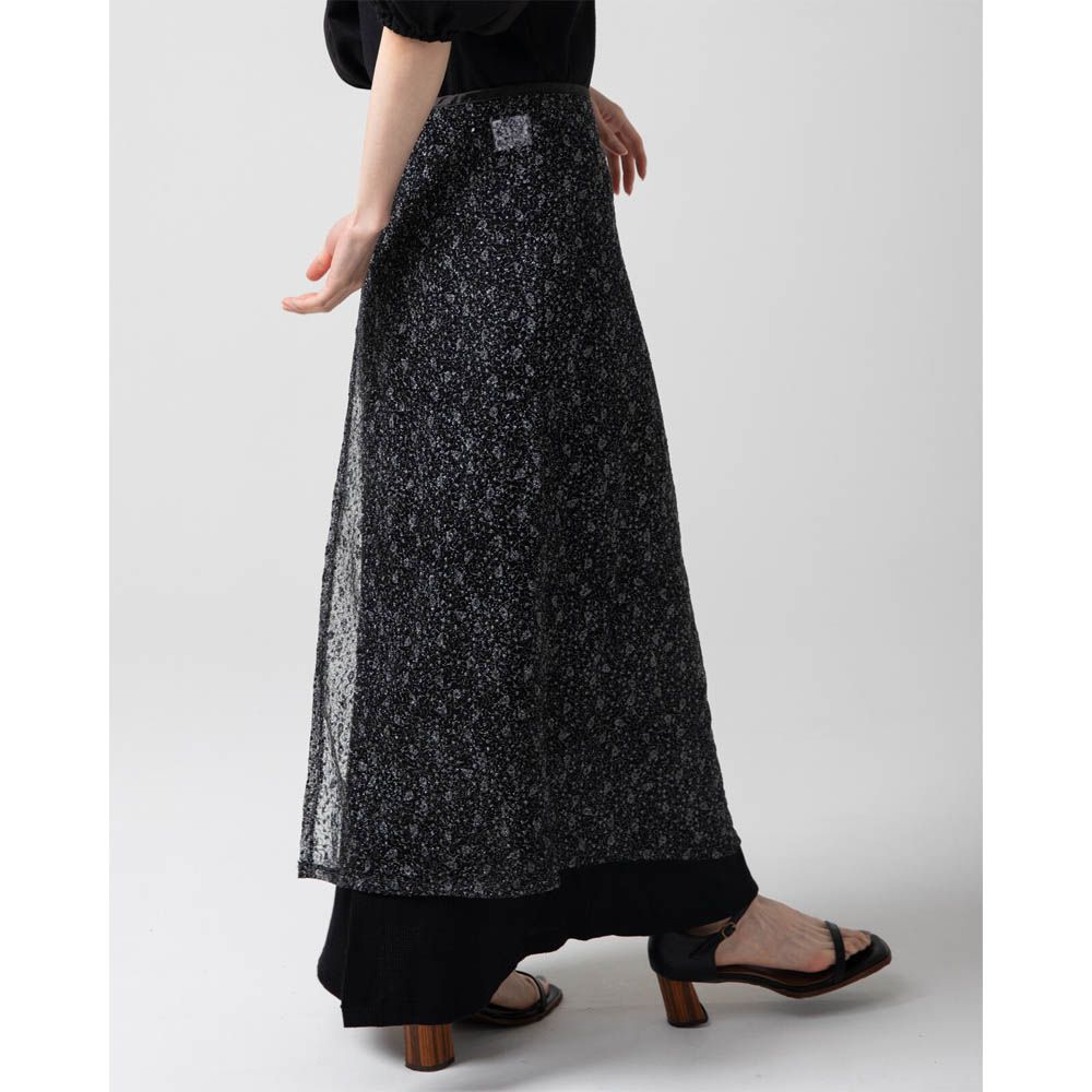 [疊穿高手]閃亮光澤薄紗半片裙-黑