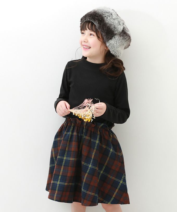 日本 devirock - 優雅羅紋拼接長袖洋裝-法蘭絨格紋-紅