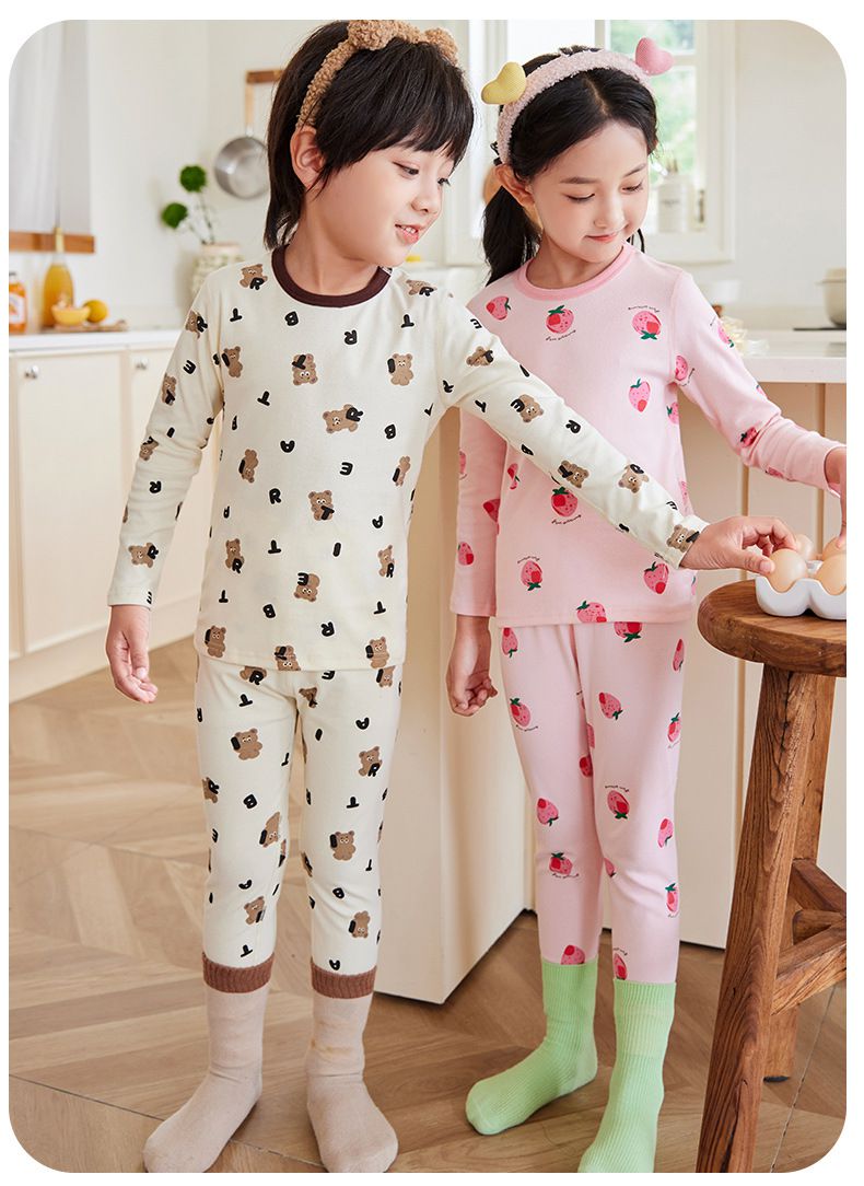 棉質圓領長袖家居服套裝-鱷魚-灰色