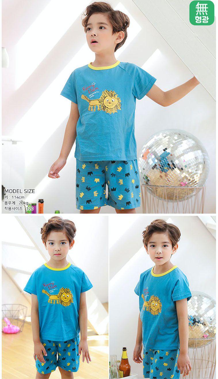 韓國 Ppippilong - 速乾透氣cool套裝-藍色獅子