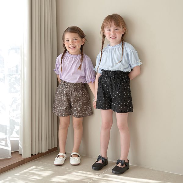 日本 Lycee mine - 可愛緹花泡泡短袖上衣-水藍