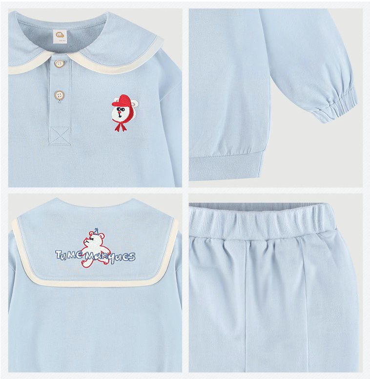 韓國 milk mile - 小熊運動服套裝-藍