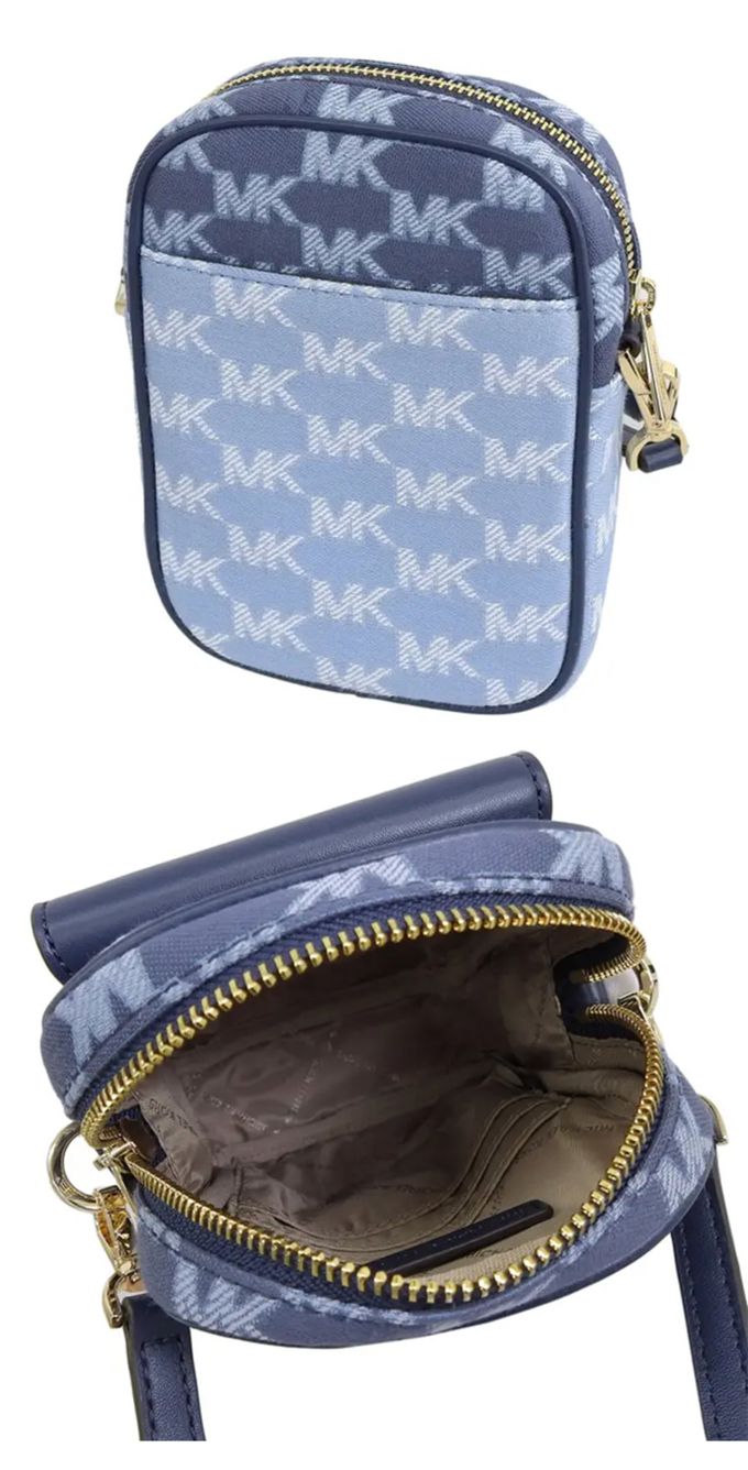 MICHAEL KORS - 滿版logo皮革相機包-藍