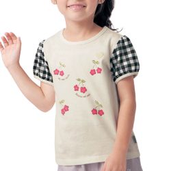 日本千趣會 - GITA 天竺棉泡泡袖上衣-櫻桃-白