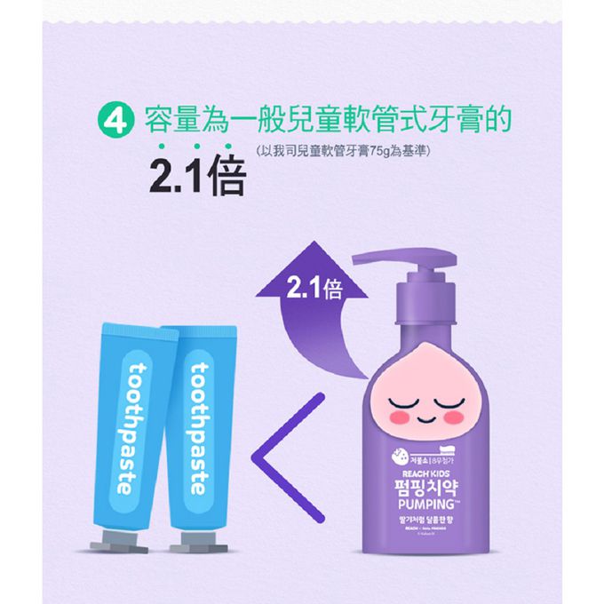 麗奇KAKAO - 按壓式兒童牙膏桃子-草莓香-160g