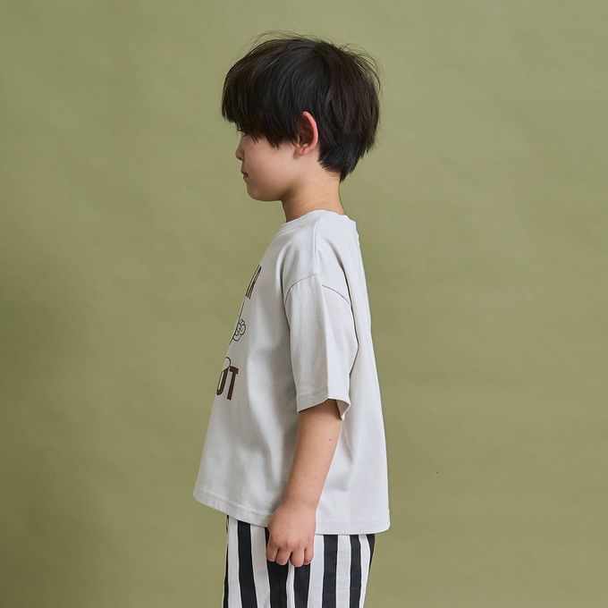 日本 b-ROOM - 防污速乾簡約印花短袖上衣-甜甜圈-咖啡