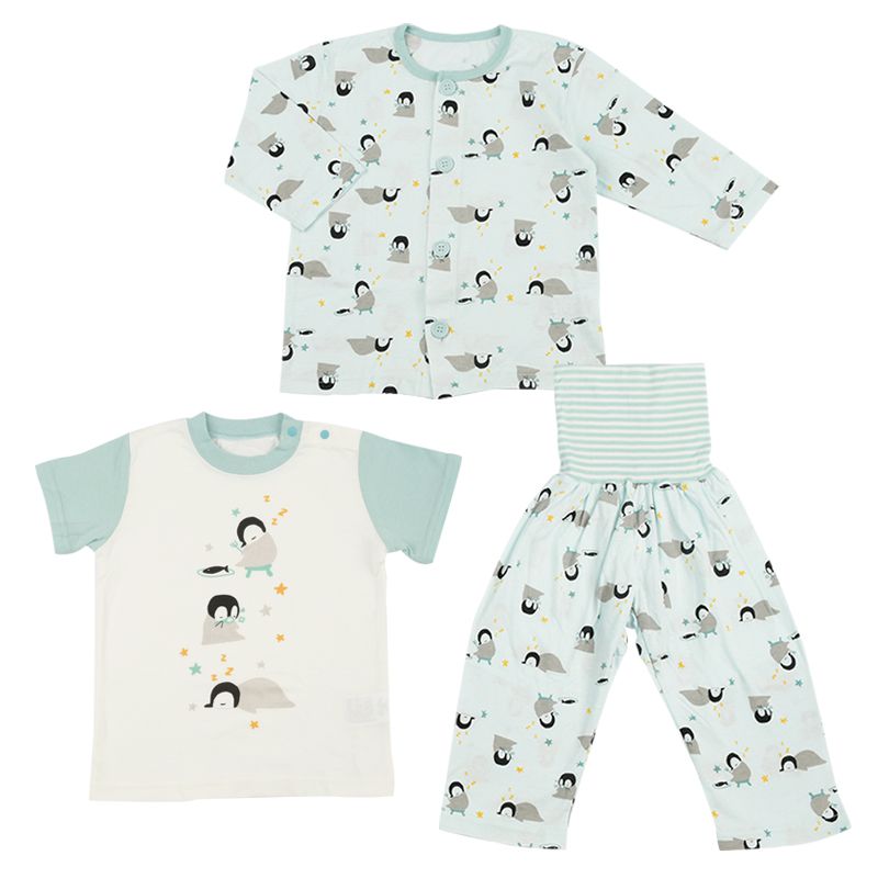 akachan honpo - 家居服3件組-淺藍色