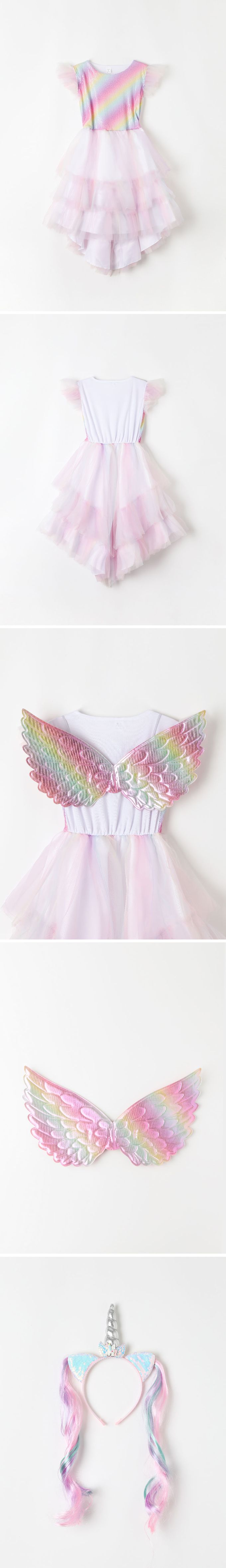 韓國 OZKIZ - 獨角獸仙子亮片洋裝(附飾品)-粉