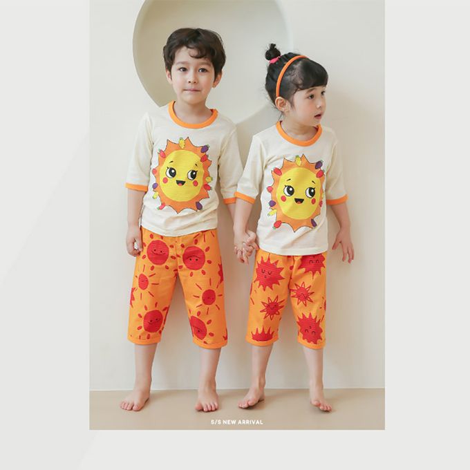 正韓 Puco - 超優質嬰幼兒/兒童七分袖100% 有機純棉家居服/睡衣-陽光燦爛