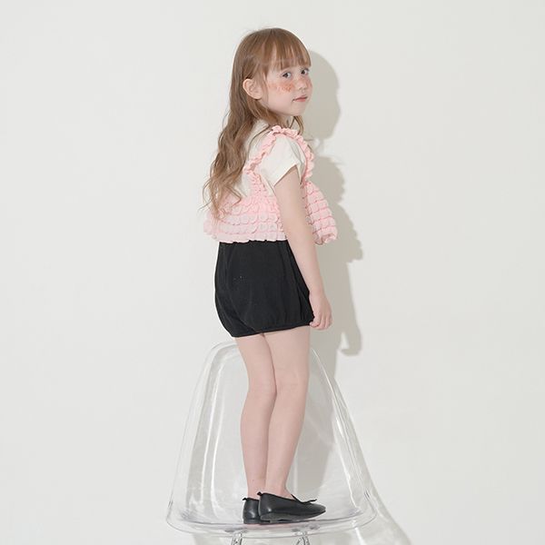 日本 Lycee mine - 泡泡短背心+短袖上衣(時尚二件組)-嫩粉紅