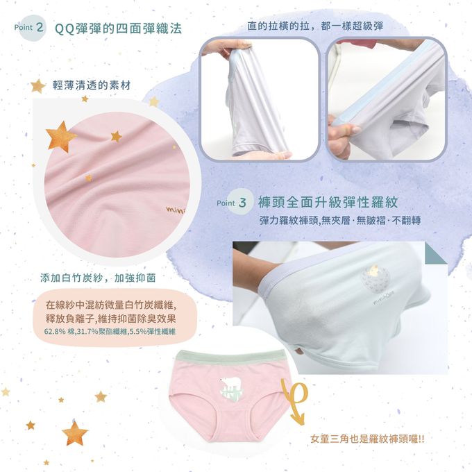 minihope美好的親子生活- 【超值組合】女童三角褲6件組(不挑款