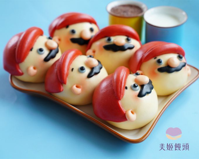 美姬饅頭 - 紅帽子叔叔鮮乳造型芝麻包-6入