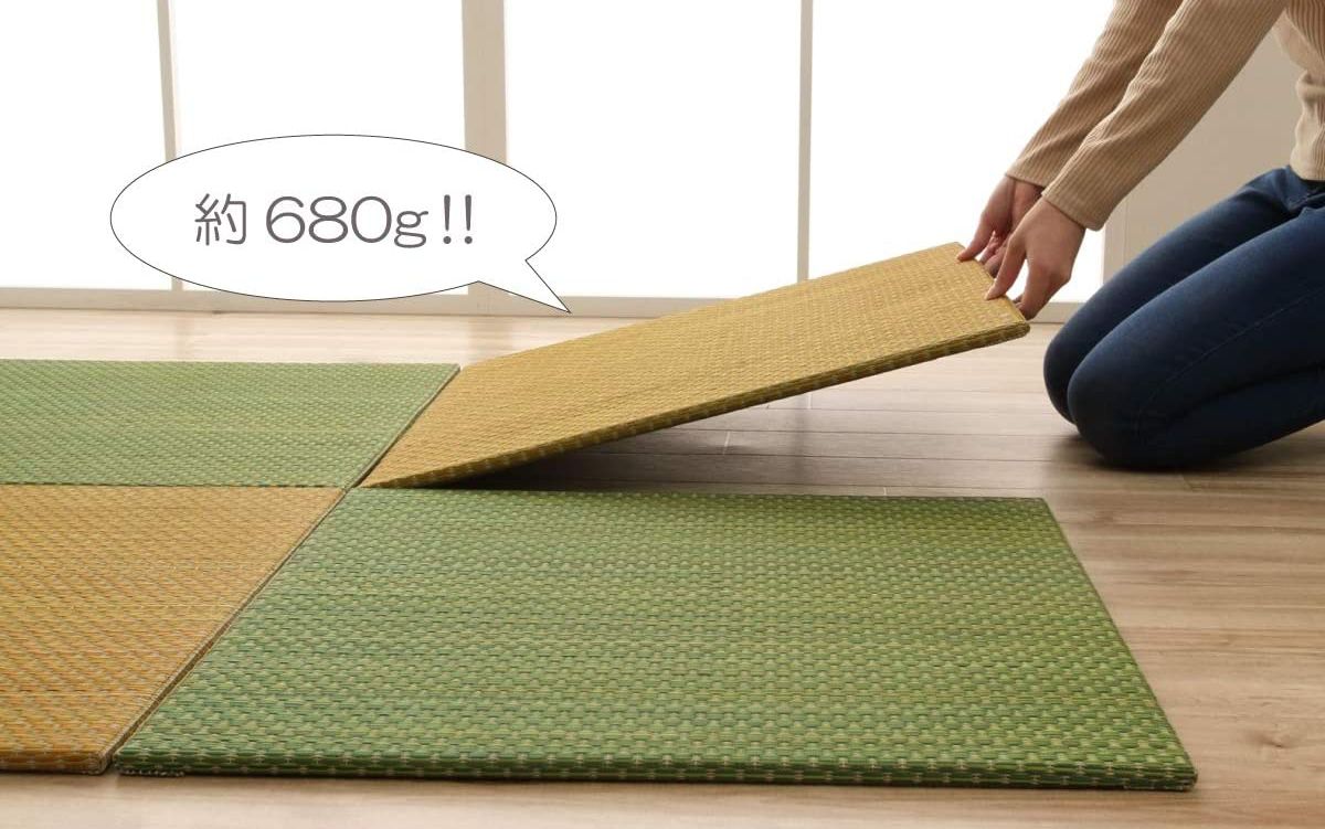 日本池彥 - 1.2cm厚 抗菌除臭濕度調節藺草地墊四片組-藍色 (每片60x60x1.2cm)