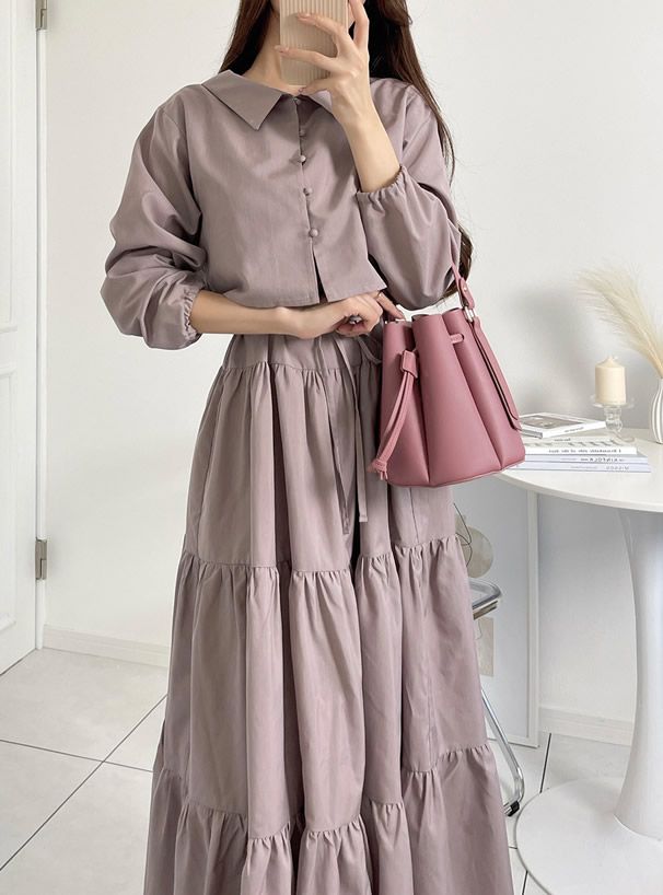 日本 GRL - 皮革抽繩水桶包/手提包-身可可 (F)